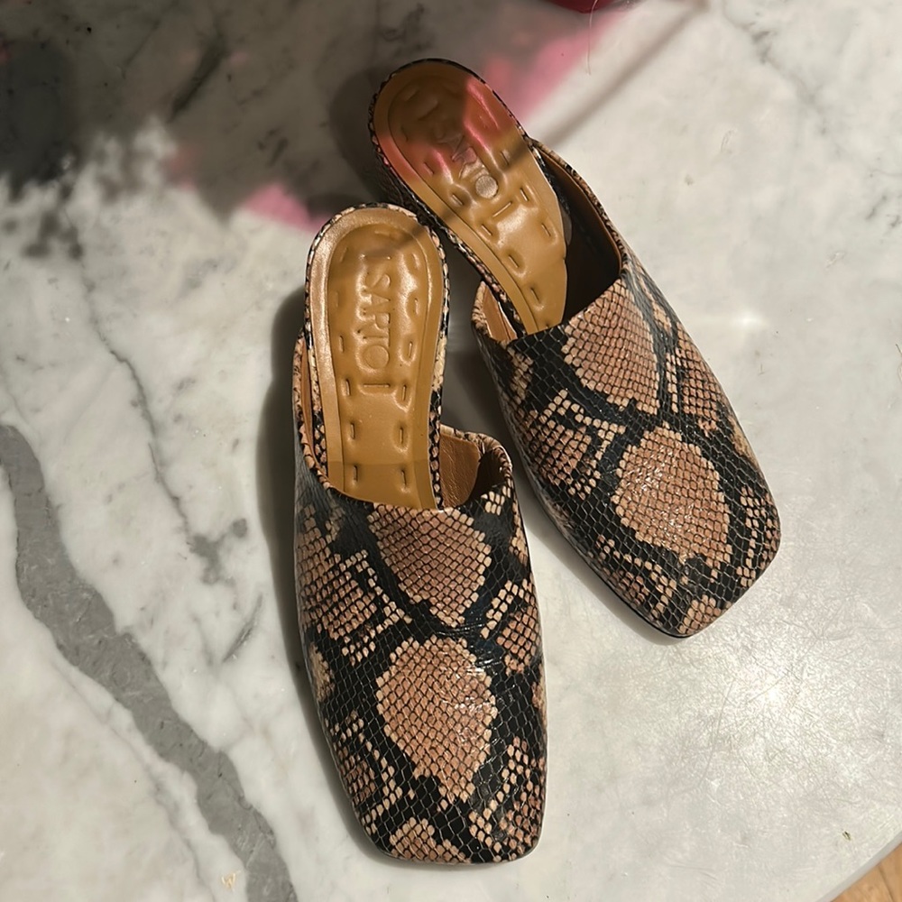 Sarto Snakeskin Mules